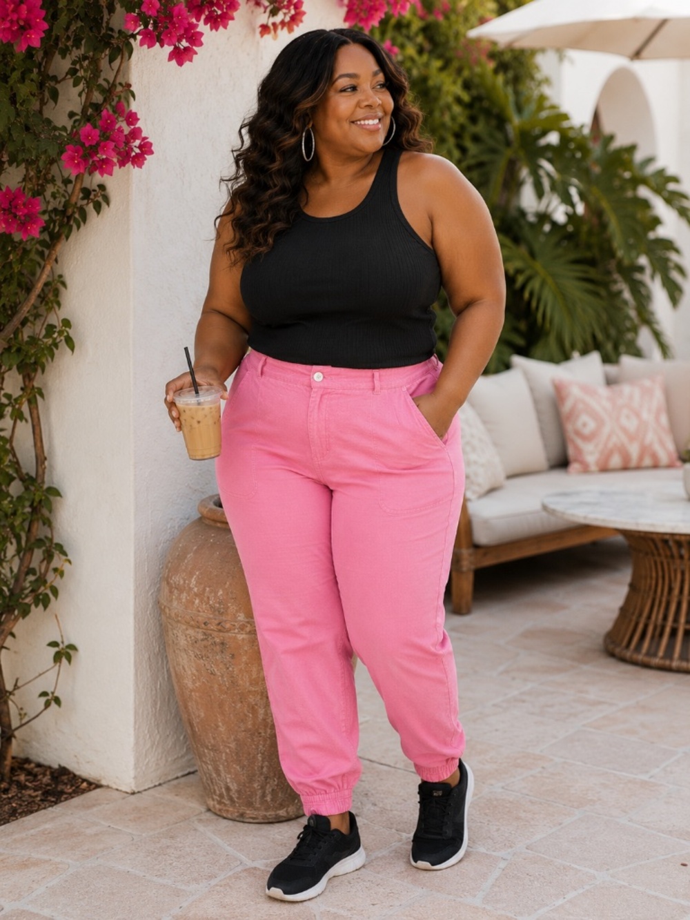 Pink High Rise Jogger Jeans